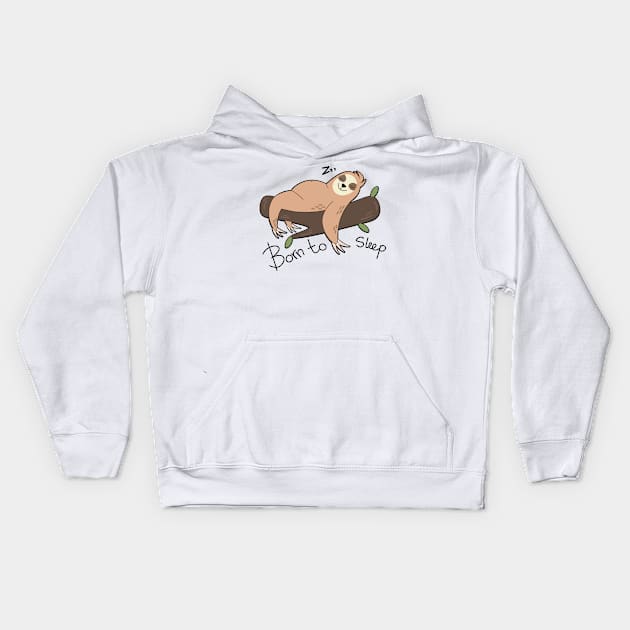 Sloth lazy sleep Kids Hoodie by Karroart